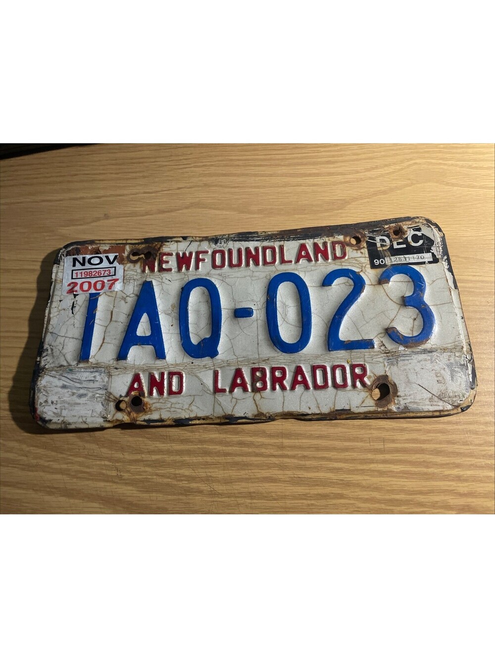 Newfoundland License Plate Labrador Canada Trailer TAQ 023 1990 2007 Expired